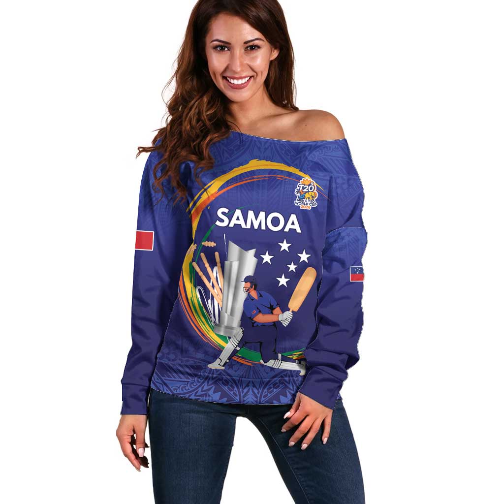 Custom Cricket Samoa East Asia-Pacific Off Shoulder Sweater Samoa Storming the Limits - Polynesian Pride