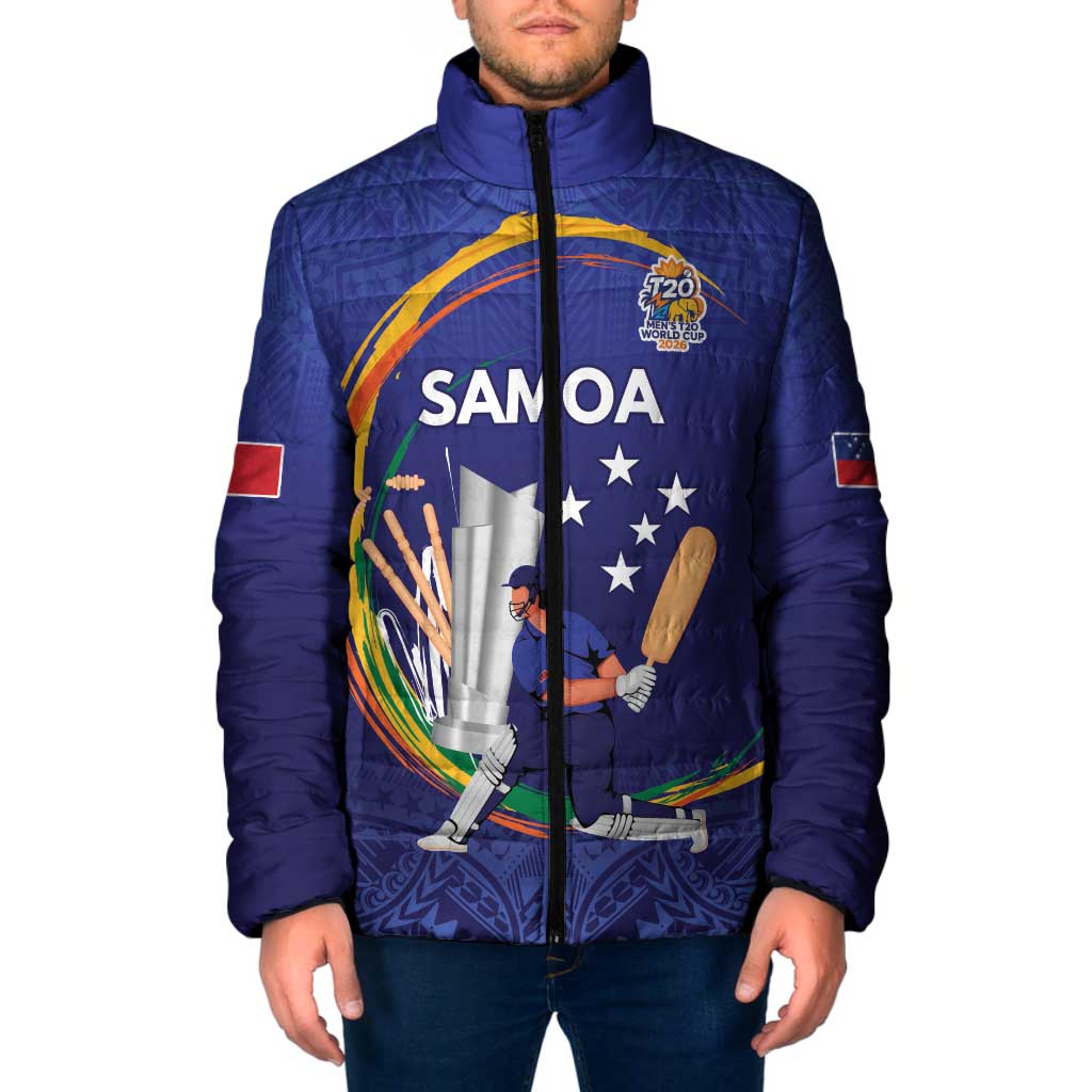 Custom Cricket Samoa East Asia-Pacific Padded Jacket Samoa Storming the Limits LT9 Men Blue - Polynesian Pride