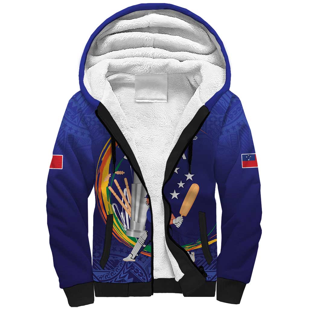 Custom Cricket Samoa East Asia-Pacific Sherpa Hoodie Samoa Storming the Limits LT9 Unisex Blue - Polynesian Pride