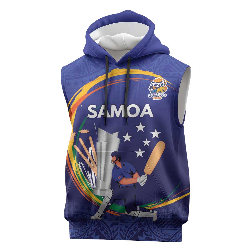 Custom Cricket Samoa East Asia-Pacific Sleeveless Hoodie Samoa Storming the Limits LT9 Blue - Polynesian Pride