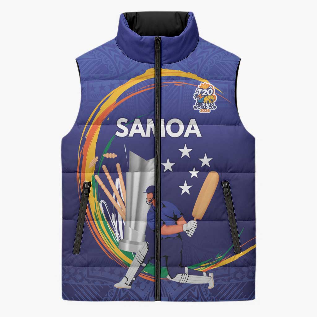Custom Cricket Samoa East Asia-Pacific Sleeveless Puffer Jacket Samoa Storming the Limits LT9 Unisex Blue - Polynesian Pride