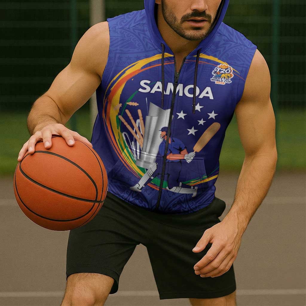 Custom Cricket Samoa East Asia-Pacific Sleeveless Zip Hoodie Samoa Storming the Limits LT9 - Polynesian Pride