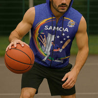 Custom Cricket Samoa East Asia-Pacific Sleeveless Zip Hoodie Samoa Storming the Limits LT9 - Polynesian Pride