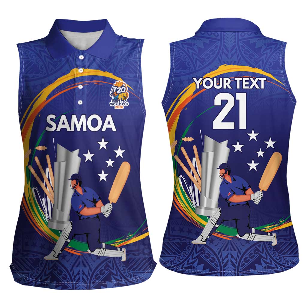 Custom Cricket Samoa East Asia-Pacific Women Sleeveless Polo Shirt Samoa Storming the Limits - Polynesian Pride