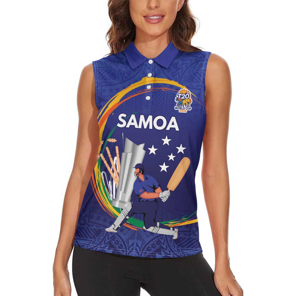 Custom Cricket Samoa East Asia-Pacific Women Sleeveless Polo Shirt Samoa Storming the Limits - Polynesian Pride