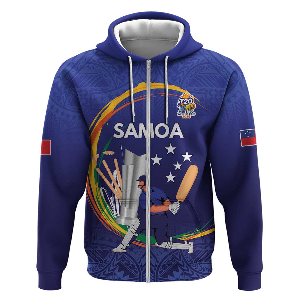 Custom Cricket Samoa East Asia-Pacific Zip Hoodie Samoa Storming the Limits LT9 Zip Hoodie Blue - Polynesian Pride