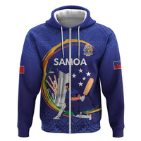 Custom Cricket Samoa East Asia-Pacific Zip Hoodie Samoa Storming the Limits LT9 Zip Hoodie Blue - Polynesian Pride