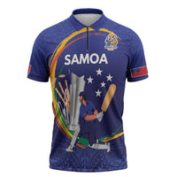 Custom Cricket Samoa East Asia-Pacific Zipper Polo Shirt Samoa Storming the Limits - Polynesian Pride