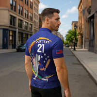 Custom Cricket Samoa East Asia-Pacific Zipper Polo Shirt Samoa Storming the Limits - Polynesian Pride