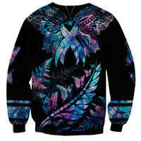 Polynesia Ribbon Butterflies Sweatshirt Silver Fern Breast Cancer With Papua Shell Pattern LT9 - Polynesian Pride