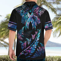 Personalised Polynesia Ribbon Butterflies Hawaiian Shirt Silver Fern Breast Cancer With Papua Shell Pattern LT9 - Polynesian Pride