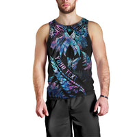 Personalised Polynesia Ribbon Butterflies Men Tank Top Silver Fern Breast Cancer With Papua Shell Pattern LT9 - Polynesian Pride