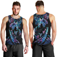 Personalised Polynesia Ribbon Butterflies Men Tank Top Silver Fern Breast Cancer With Papua Shell Pattern LT9 - Polynesian Pride
