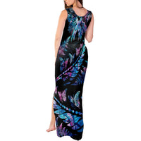Personalised Polynesia Ribbon Butterflies Tank Maxi Dress Silver Fern Breast Cancer With Papua Shell Pattern LT9 - Polynesian Pride