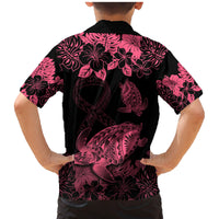 personalised-polynesian-turtle-ribbon-family-matching-mermaid-dress-and-hawaiian-shirt-think-pink-breast-cancer-with-pacific-hibiscus