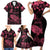 personalised-polynesian-turtle-ribbon-family-matching-short-sleeve-bodycon-dress-and-hawaiian-shirt-think-pink-breast-cancer-with-pacific-hibiscus