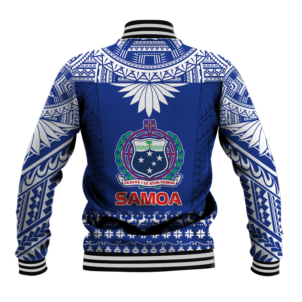 Toa Samoa Christmas Baseball Jacket Samoa Siva Tau Manuia Le Kerisimasi Blue Vibe LT9 - Polynesian Pride