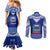 Toa Samoa Christmas Couples Matching Mermaid Dress and Long Sleeve Button Shirt Samoa Siva Tau Manuia Le Kerisimasi Blue Vibe LT9 - Polynesian Pride