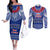 Toa Samoa Christmas Couples Matching Off The Shoulder Long Sleeve Dress and Long Sleeve Button Shirt Samoa Siva Tau Manuia Le Kerisimasi Blue Vibe LT9 Blue - Polynesian Pride