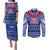 Toa Samoa Christmas Couples Matching Puletasi Dress and Long Sleeve Button Shirt Samoa Siva Tau Manuia Le Kerisimasi Blue Vibe LT9 Blue - Polynesian Pride