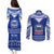 Toa Samoa Christmas Couples Matching Puletasi Dress and Long Sleeve Button Shirt Samoa Siva Tau Manuia Le Kerisimasi Blue Vibe LT9 - Polynesian Pride