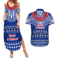 Toa Samoa Christmas Couples Matching Summer Maxi Dress and Hawaiian Shirt Samoa Siva Tau Manuia Le Kerisimasi Blue Vibe LT9 Blue - Polynesian Pride