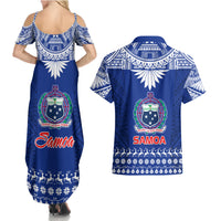 Toa Samoa Christmas Couples Matching Summer Maxi Dress and Hawaiian Shirt Samoa Siva Tau Manuia Le Kerisimasi Blue Vibe LT9 - Polynesian Pride