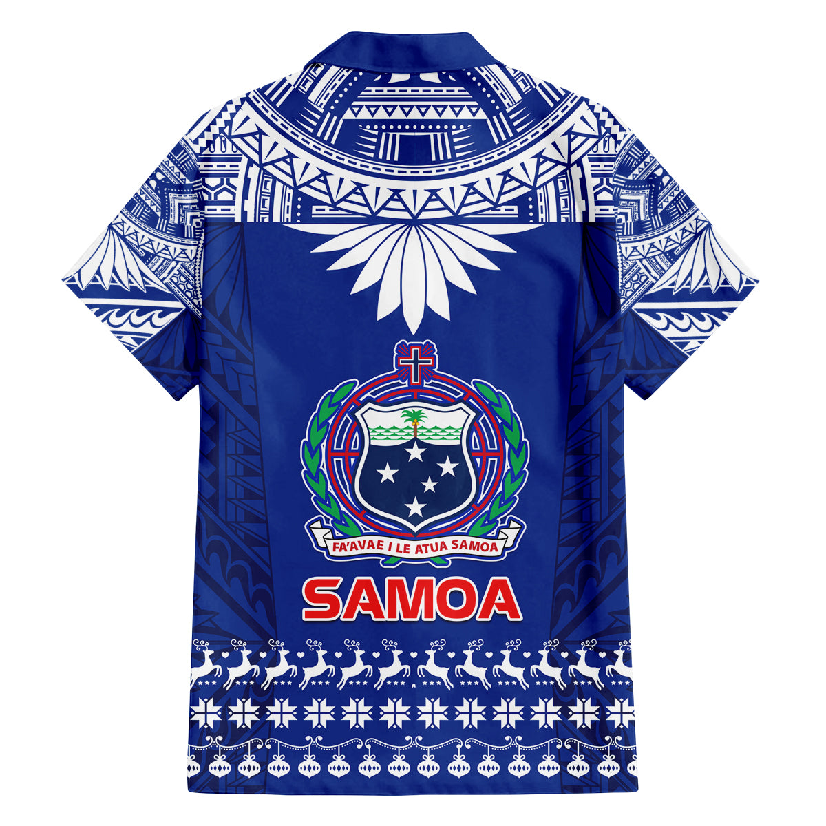 Toa Samoa Christmas Family Matching Off Shoulder Maxi Dress and Hawaiian Shirt Samoa Siva Tau Manuia Le Kerisimasi Blue Vibe LT9 - Polynesian Pride