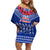 Toa Samoa Christmas Family Matching Off Shoulder Short Dress and Hawaiian Shirt Samoa Siva Tau Manuia Le Kerisimasi Blue Vibe LT9 Mom's Dress Blue - Polynesian Pride