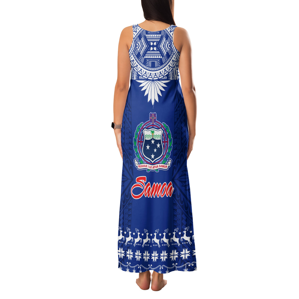 Toa Samoa Christmas Family Matching Tank Maxi Dress and Hawaiian Shirt Samoa Siva Tau Manuia Le Kerisimasi Blue Vibe LT9 - Polynesian Pride
