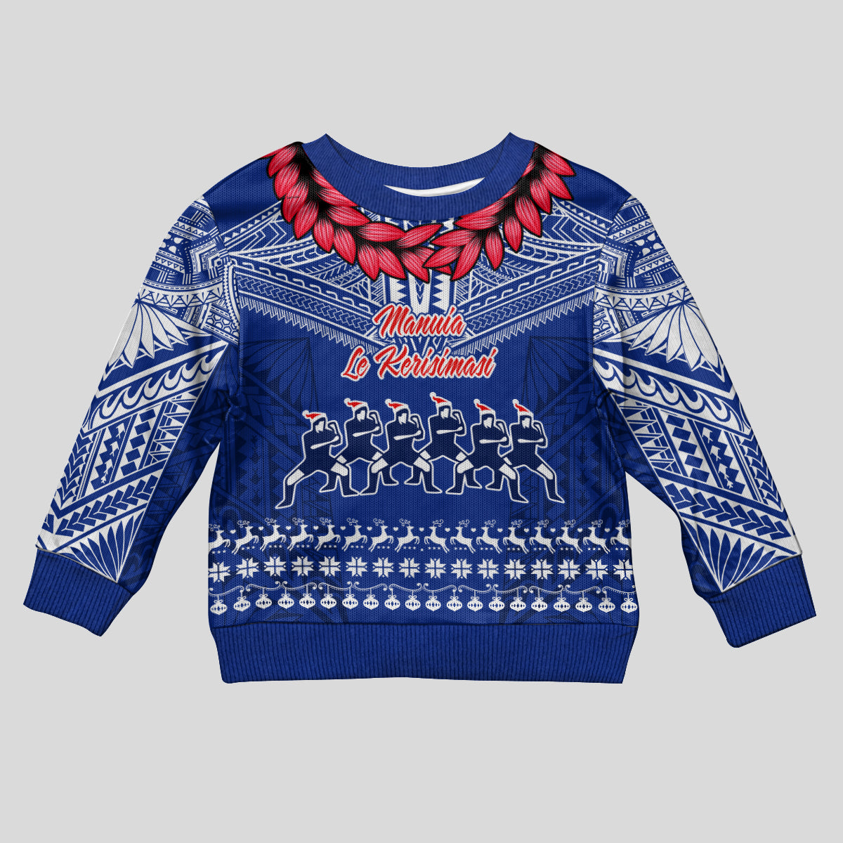 Toa Samoa Christmas Kid Ugly Christmas Sweater Samoa Siva Tau Manuia Le Kerisimasi Blue Vibe LT9 Kid Blue - Polynesian Pride