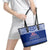 Toa Samoa Christmas Leather Tote Bag Samoa Siva Tau Manuia Le Kerisimasi Blue Vibe LT9 - Polynesian Pride