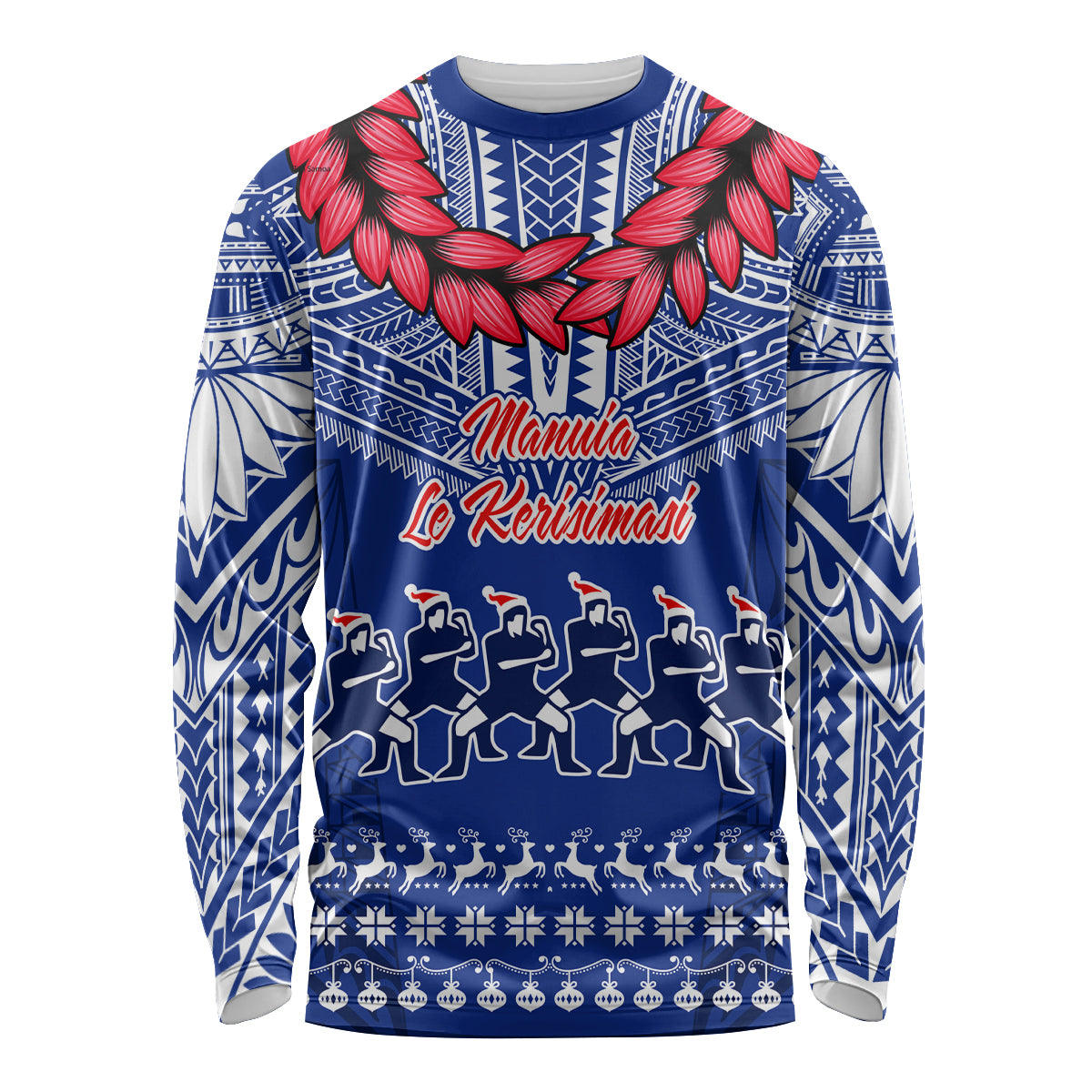 Toa Samoa Christmas Long Sleeve Shirt Samoa Siva Tau Manuia Le Kerisimasi Blue Vibe LT9 Unisex Blue - Polynesian Pride