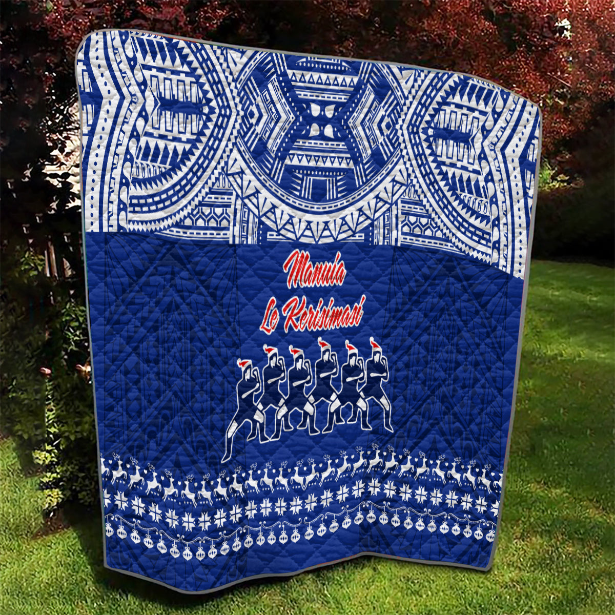 Toa Samoa Christmas Quilt Samoa Siva Tau Manuia Le Kerisimasi Blue Vibe LT9 - Polynesian Pride