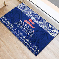 Toa Samoa Christmas Rubber Doormat Samoa Siva Tau Manuia Le Kerisimasi Blue Vibe LT9 - Polynesian Pride
