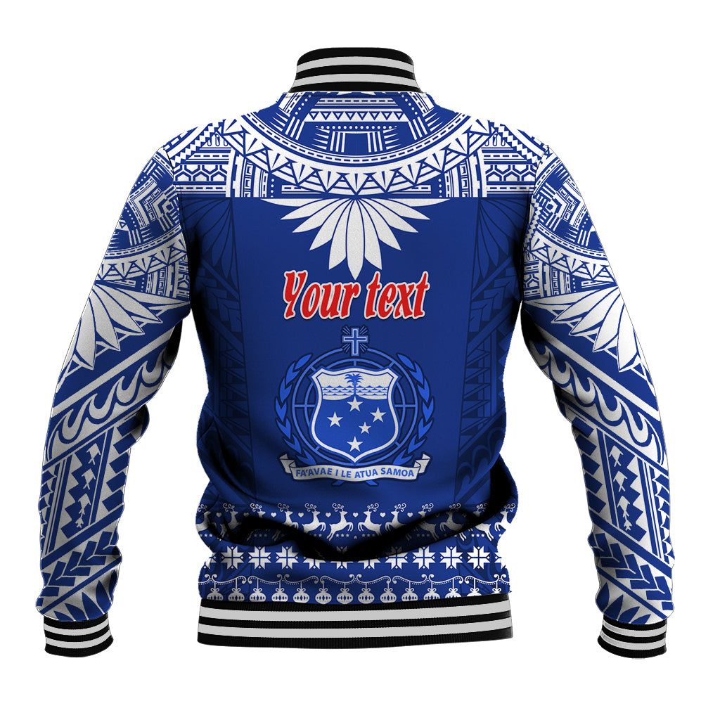 Personalised Toa Samoa Christmas Baseball Jacket Samoa Siva Tau Manuia Le Kerisimasi Blue Vibe LT9 - Polynesian Pride