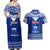 Personalised Toa Samoa Christmas Couples Matching Off Shoulder Maxi Dress and Hawaiian Shirt Samoa Siva Tau Manuia Le Kerisimasi Blue Vibe LT9 - Polynesian Pride