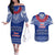 Personalised Toa Samoa Christmas Couples Matching Off The Shoulder Long Sleeve Dress and Hawaiian Shirt Samoa Siva Tau Manuia Le Kerisimasi Blue Vibe LT9 Blue - Polynesian Pride