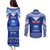 Personalised Toa Samoa Christmas Couples Matching Puletasi Dress and Long Sleeve Button Shirt Samoa Siva Tau Manuia Le Kerisimasi Blue Vibe LT9 - Polynesian Pride