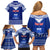 Personalised Toa Samoa Christmas Family Matching Off Shoulder Short Dress and Hawaiian Shirt Samoa Siva Tau Manuia Le Kerisimasi Blue Vibe LT9 - Polynesian Pride