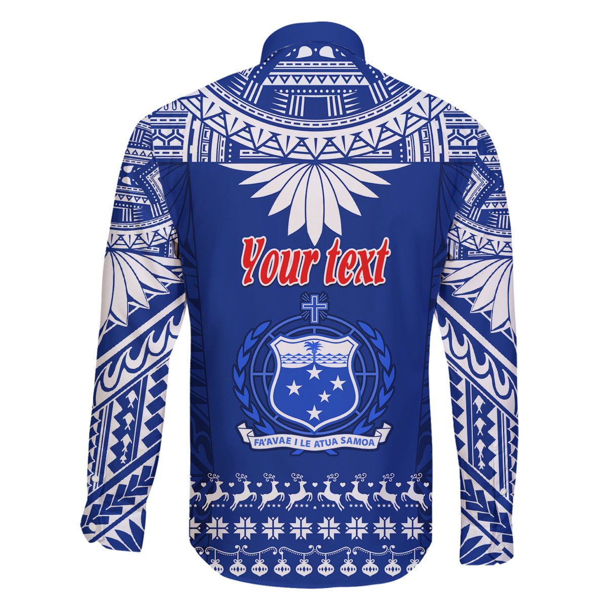 Personalised Toa Samoa Christmas Family Matching Off Shoulder Short Dress and Hawaiian Shirt Samoa Siva Tau Manuia Le Kerisimasi Blue Vibe LT9 - Polynesian Pride