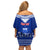 Personalised Toa Samoa Christmas Family Matching Off Shoulder Short Dress and Hawaiian Shirt Samoa Siva Tau Manuia Le Kerisimasi Blue Vibe LT9 - Polynesian Pride