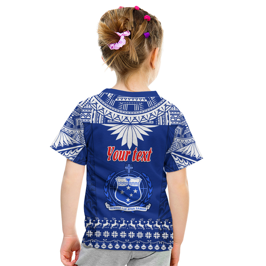 Personalised Toa Samoa Christmas Kid T Shirt Samoa Siva Tau Manuia Le Kerisimasi Blue Vibe LT9 - Polynesian Pride