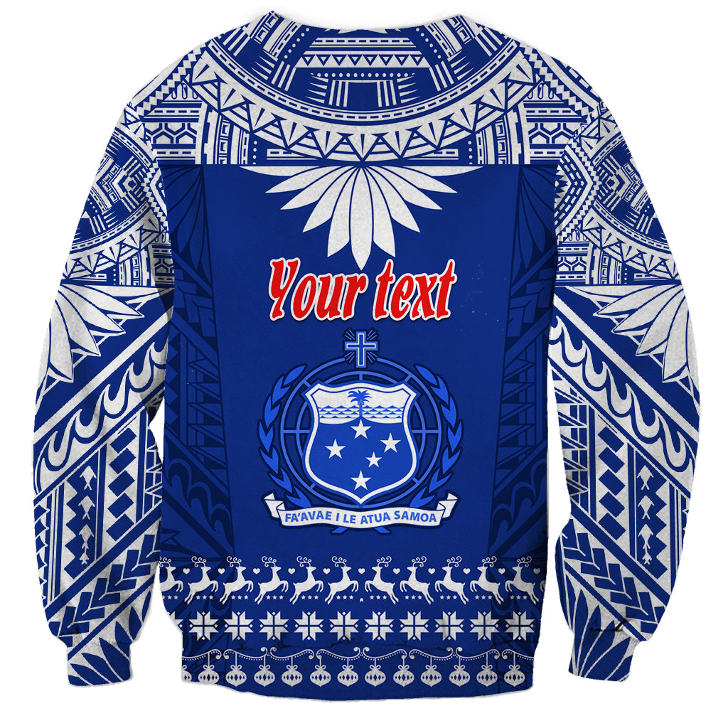 Personalised Toa Samoa Christmas Sweatshirt Samoa Siva Tau Manuia Le Kerisimasi Blue Vibe LT9 - Polynesian Pride