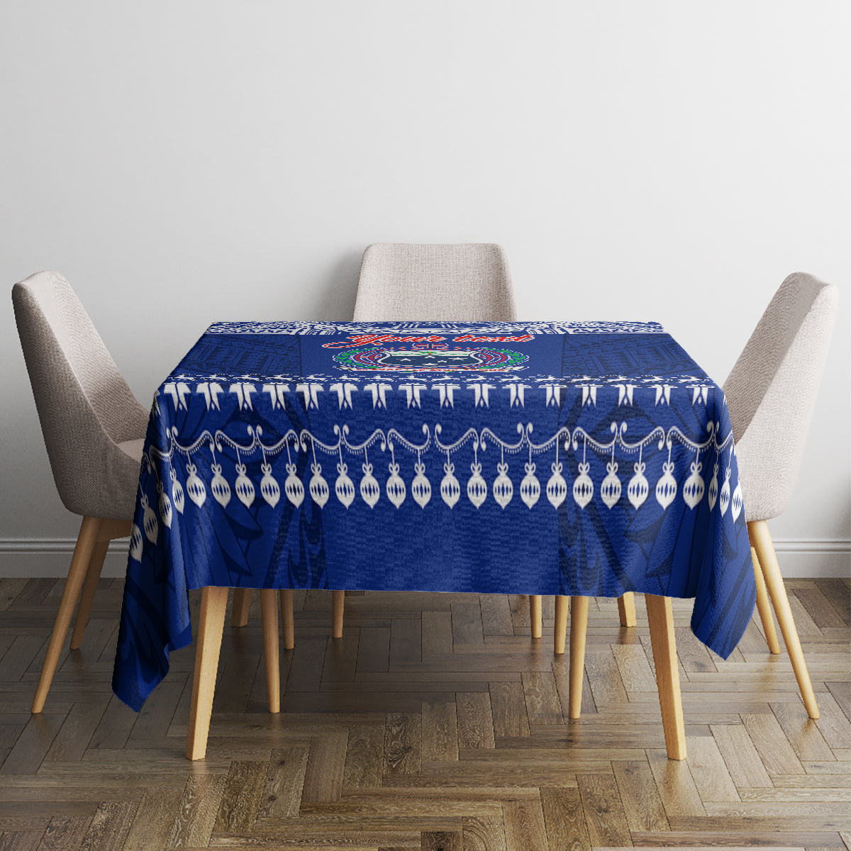 Personalised Toa Samoa Christmas Tablecloth Samoa Siva Tau Manuia Le Kerisimasi Blue Vibe LT9 - Polynesian Pride