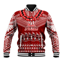 Toa Samoa Christmas Baseball Jacket Samoa Siva Tau Manuia Le Kerisimasi Red Vibe LT9 Unisex Red - Polynesian Pride