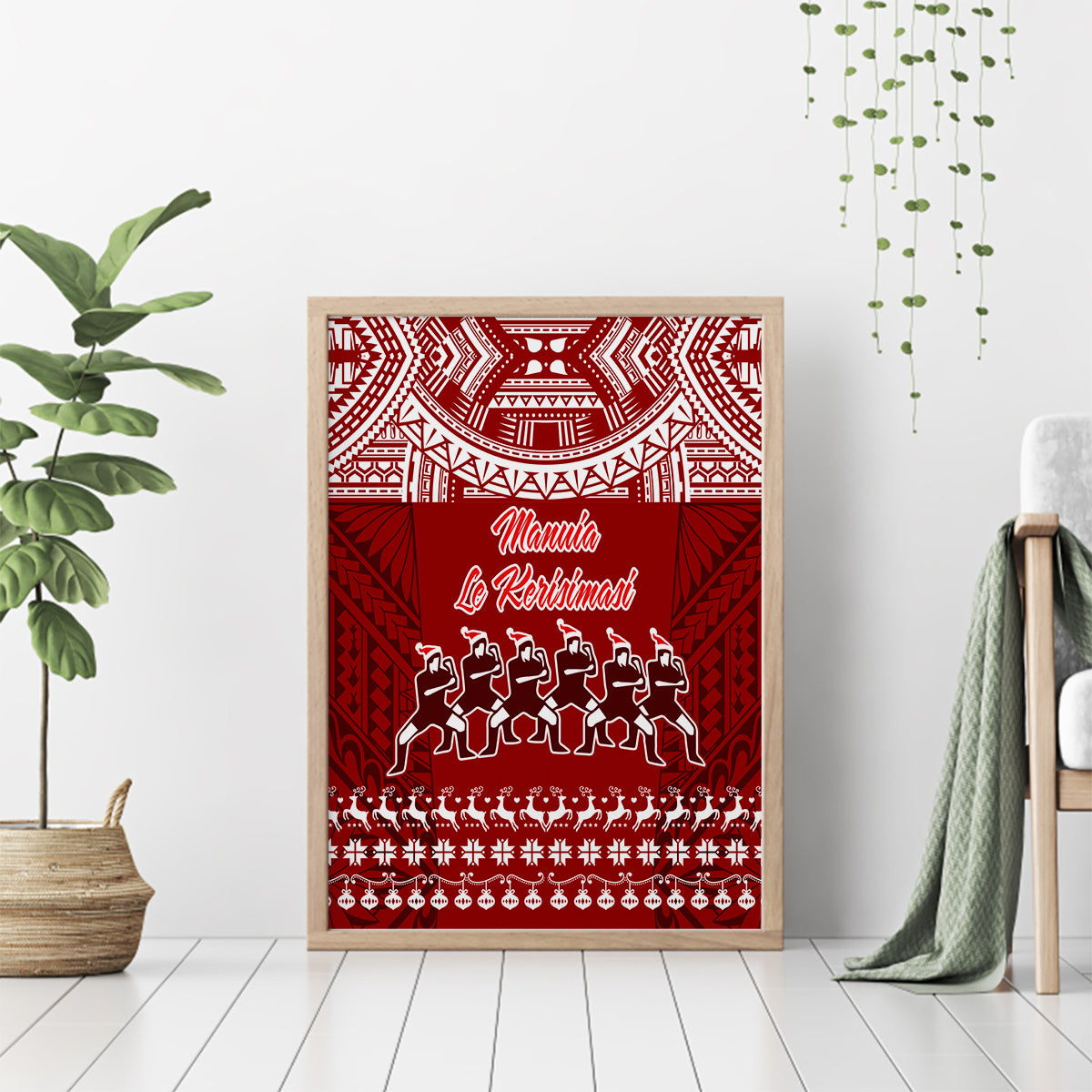 Toa Samoa Christmas Canvas Wall Art Samoa Siva Tau Manuia Le Kerisimasi Red Vibe LT9 - Polynesian Pride