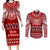 Toa Samoa Christmas Couples Matching Long Sleeve Bodycon Dress and Long Sleeve Button Shirt Samoa Siva Tau Manuia Le Kerisimasi Red Vibe LT9 Red - Polynesian Pride