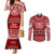 Toa Samoa Christmas Couples Matching Mermaid Dress and Long Sleeve Button Shirt Samoa Siva Tau Manuia Le Kerisimasi Red Vibe LT9 Red - Polynesian Pride