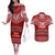 Toa Samoa Christmas Couples Matching Off The Shoulder Long Sleeve Dress and Hawaiian Shirt Samoa Siva Tau Manuia Le Kerisimasi Red Vibe LT9 Red - Polynesian Pride